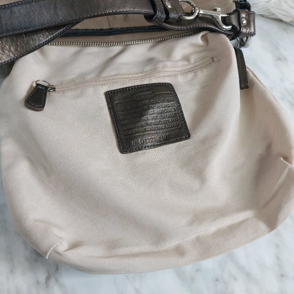 Coach F19730 Khaki Bronze Signature Sateen Brooke Shoulder Satchel Hobo Bag - Picture 8 of 10